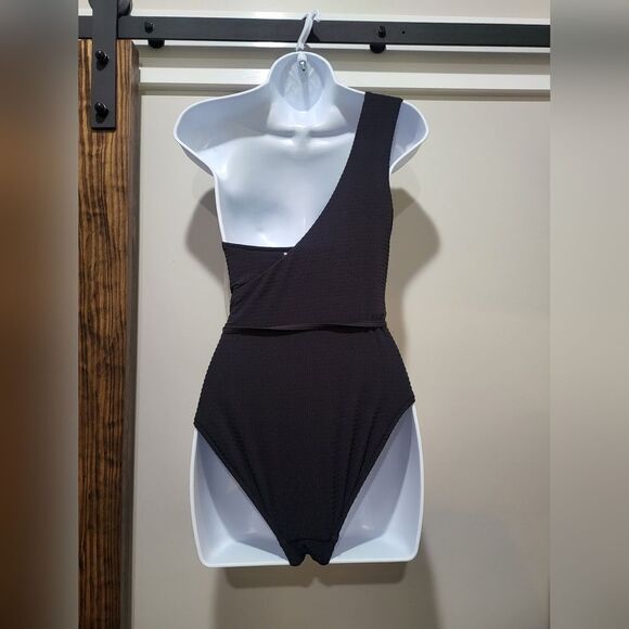 Sea Level Swim Messina One-Shoulder Tie Waist One-Piece Swimsuit NWOT 10 Black - Picture 4 of 5